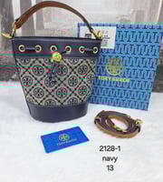 شنطة توري بورش Mini T Monogram Denim Bucket
