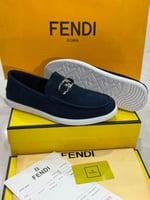 حذاء فندي لوفر قماشمع مشبك معدني – رجالي أسود