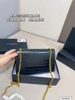 حقيبة سان لوران سوداء بسلسلة ذهبية – تصميم فخم منق...