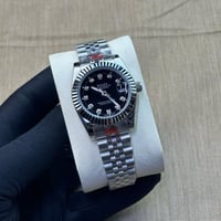 ساعة رولكس ديت جست فضي بمينا أسود مرصّع فصوص مقاس...