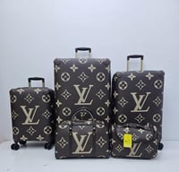 طقم شنط سفر فيبر ملبس جلد عدد 5قطع