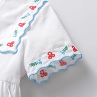 فستان صيفي مطرز بياقة بحرية وأكمام قصيرة وحواف صدف...