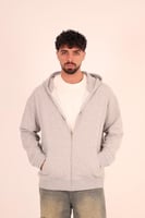 Heather Grey Zip-Up Hoodie