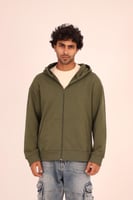 Olive Green - Zip-Up Hoodie