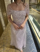 فستان سهرة طويل بتطريز ترتر فاخر