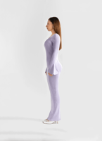 فستان تريكو بنفسجي سميك فاخر بأكمام طويلة