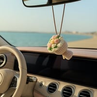 تعليقة مرايا للسيارة مصنوعة من الكروشية على شكل با...