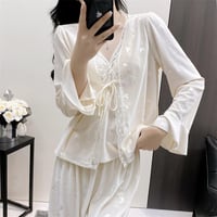 بيجاما الفراشات الأنثوية من المخمل الأنيق مكونة من...