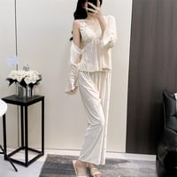 بيجاما الفراشات الأنثوية من المخمل الأنيق مكونة من...