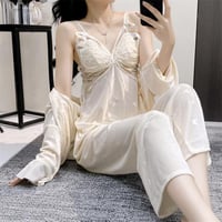 بيجاما الفراشات الأنثوية من المخمل الأنيق مكونة من...