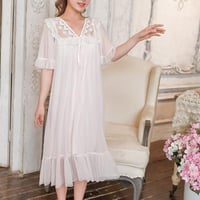 قميص من التل والدانتيل الفرنسي بتصميم فاخر وأنيق-أ...