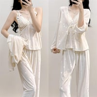 بيجاما الفراشات الأنثوية من المخمل الأنيق مكونة من...