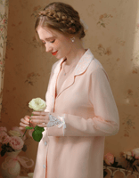 بيجاما القطن الناعمة بتفاصيل دانتيل أنيقة-d1