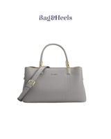 ‎ شنطة نسائية من الجلد باللون الرمادي