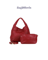 ‎ شنطة نسائية بتصميم عصري بلون أحمر