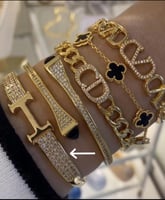 طقم إسوارة + خاتم مطلي مستوحى من ماركة