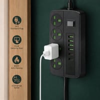 توصيله كهرباء 5 أمتار 3000W متعددة المخارج مع USB...