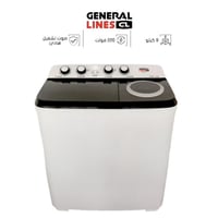 جنرال لاينز غسالة حوضين تحميل علوي 9 كغ أبيض GLWMT...