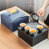 Portable Kung Fu Tea Set with Rotating Tray - طقم...