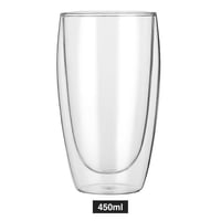 كوب قهوة زجاجي مزدوج بيضاوي الشكل سعة 450 مل