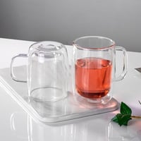 كوب قهوة زجاجي مزدوج دائري سعة 450 مل