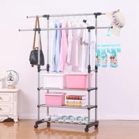 رف ملابس متنقل وقابل للتعديل مع أرفف تخزين متعددة...