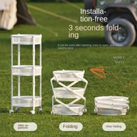 عربة تخزين متعددة الطبقات قابلة للطي بعجلات للمطبخ...