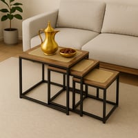 طقم طاولات جانبية مربعة بتصميم عصري ولمسة طبيعية”