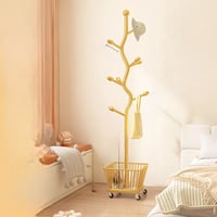 علاقة ملابس فاخرة بتصميم غصن شجرة وسلة تخزين سفلية...