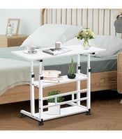 طاولة لابتوب متحركة بارتفاع قابل للتعديل ورفوف تخز...