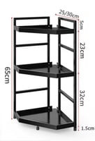 رف زاوية معدني ثلاثي الطوابق لتنظيم المطبخ - مناسب...