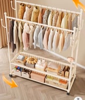 علاقة ملابس متحركة 2 في 1 بتصميم ابيض فاخر مع أرفف...