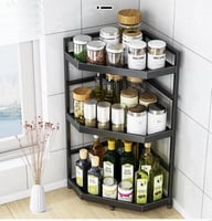 رف زاوية معدني ثلاثي الطوابق لتنظيم المطبخ - مناسب...