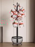 علاقة ملابس اسود مودرن بسلة تخزين سفلية وعجلات متح...