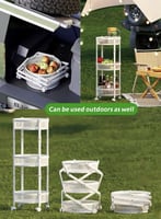 عربة تخزين متعددة الطبقات قابلة للطي بعجلات للمطبخ...