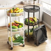 عربة تخزين متعددة الطبقات قابلة للطي بعجلات للمطبخ...