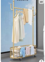 علاقة ملابس معدني فاخر بعجلات - منظم ملابس بتصميم...