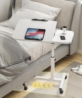 طاولة مع عجلات قابلة للتعديل وضبط الارتفاع للكمبيو...