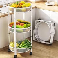 عربة تخزين متعددة الطبقات قابلة للطي بعجلات للمطبخ...
