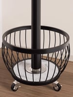 علاقة ملابس اسود مودرن بسلة تخزين سفلية وعجلات متح...