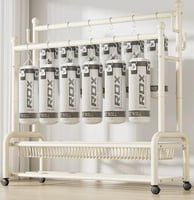 علاقة ملابس متحركة 2 في 1 بتصميم ابيض فاخر مع أرفف...