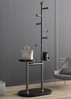 شماعة وحامل معاطف أسود بتصميم عصري مع أرفف متعددة...