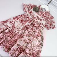 فستان ديور بنات مشجر احمر