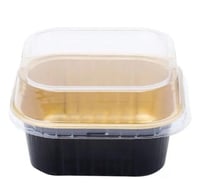 قالب المنيوم مربع اسود 300 مل مع غطاء شفاف ( 216 ح...