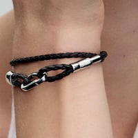 اسوارة من الجلد البني المضفر من Pandora Moments