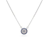 سلسال فضه مرصع باحجار الزركون باللون الازرق و الفض...