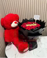 باقة ورد + دبدوب احمر