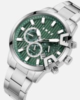 ساعة أحمد الرجالية من الستيل بلون فضي