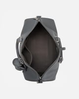 شنطة من الجلد الفاخر بلون رمادي