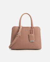 شنطة نسائية من الجلد بلون وردي